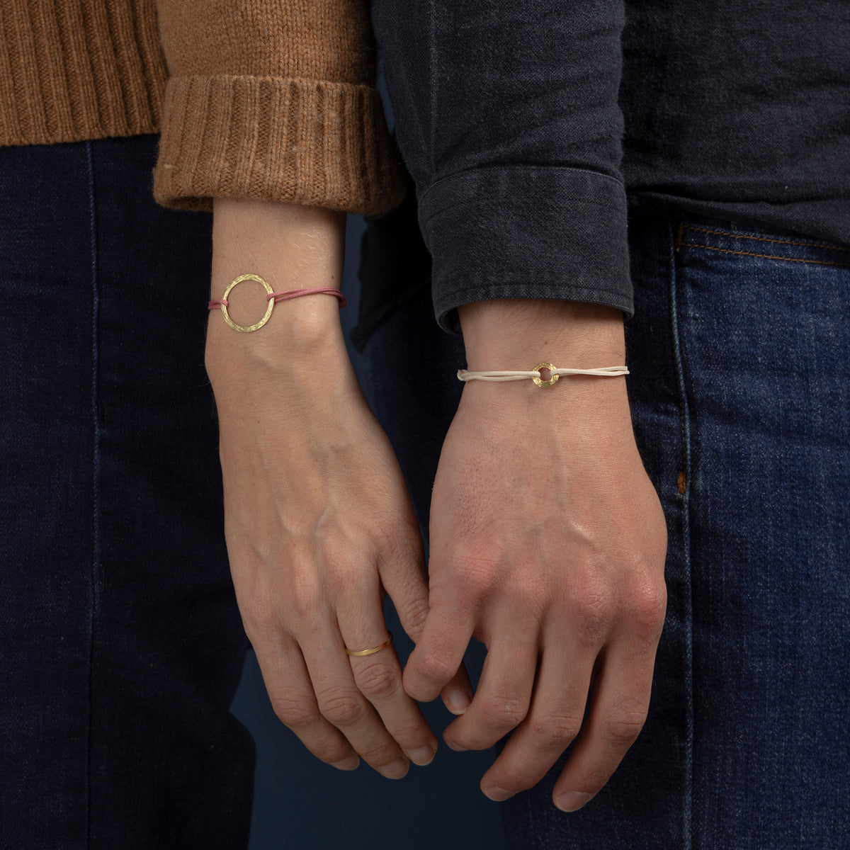 Gold and cord bracelet